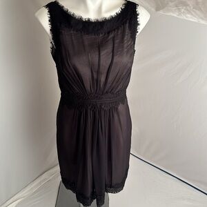 Jill Stuart silk black sheer overlay and lace cocktail dress